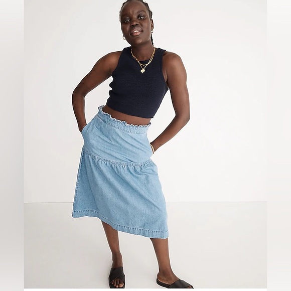 Madewell Denim Pull-On Midi Skirt in Normandie Wash - NWOT - Picture 3 of 5